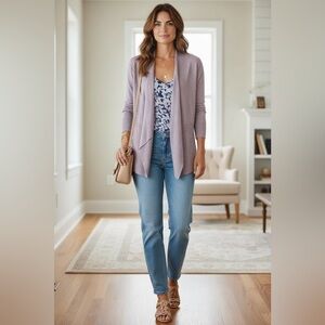 Dreamers By Debut Waterfall Cardigan in Lavender